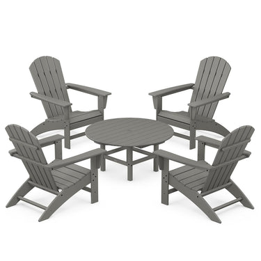 POLYWOOD Nautical 5-Piece Adirondack Chair Conversation Set - Slate Grey